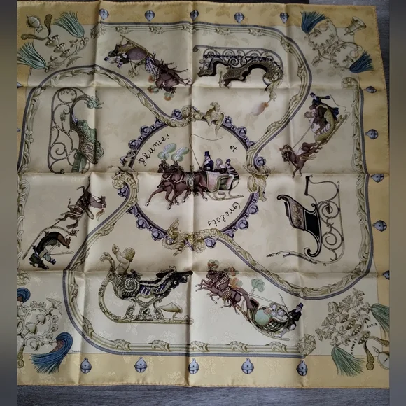 Hermes J Abadie Plumes et Grelots Silk Scarf - Picture 5 of 17